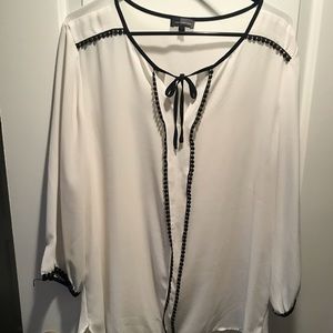 White dress blouse with crochet detail